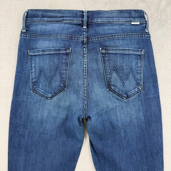 Mother The Hustler Ankle Fray Jeans Blue High Rise Flare Women's Sz 28 - Picture 8 of 16